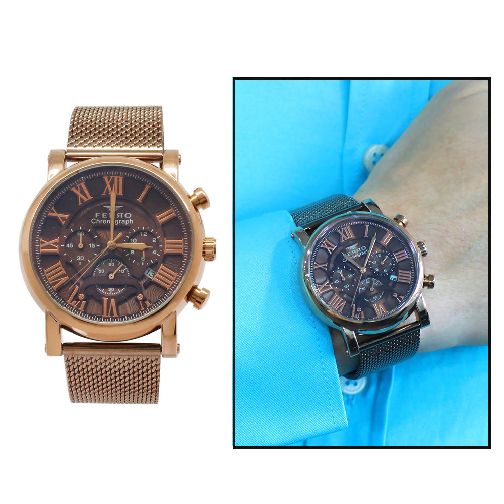 Ferro Antique Color Mesh Strap Men's Wristwatch