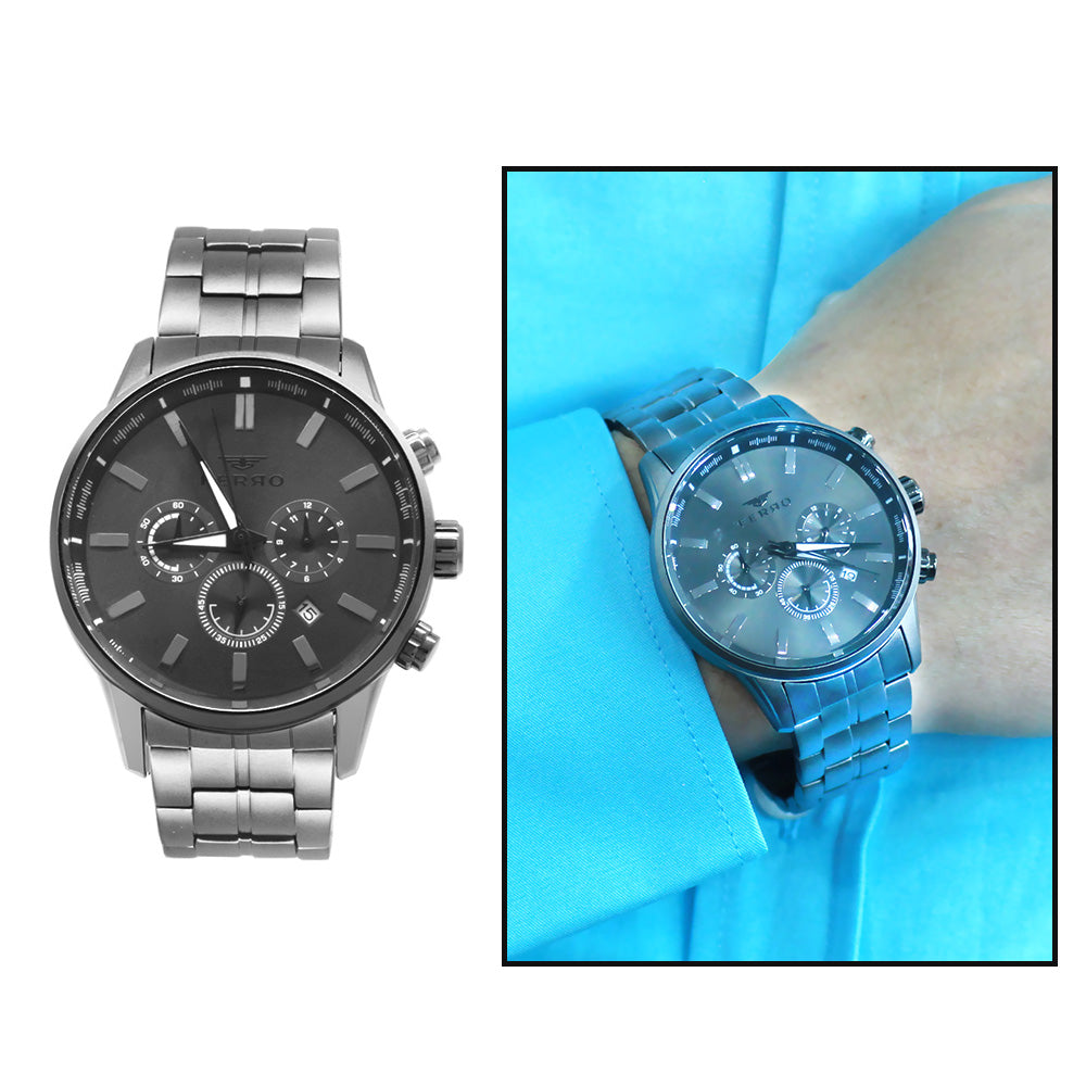 Ferro Smoked Color Steel Strap Men's Wristwatch
