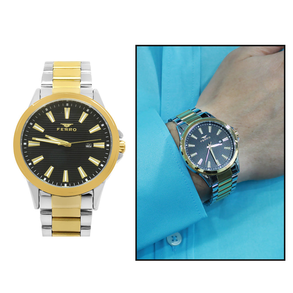 Ferro Gold-Silver Color Steel Strap Men Wristwatch TH-F11930A-D2