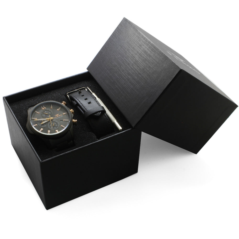 Ferro Gray & Black Color Men's Wristwatch with Interchangeable Strap
