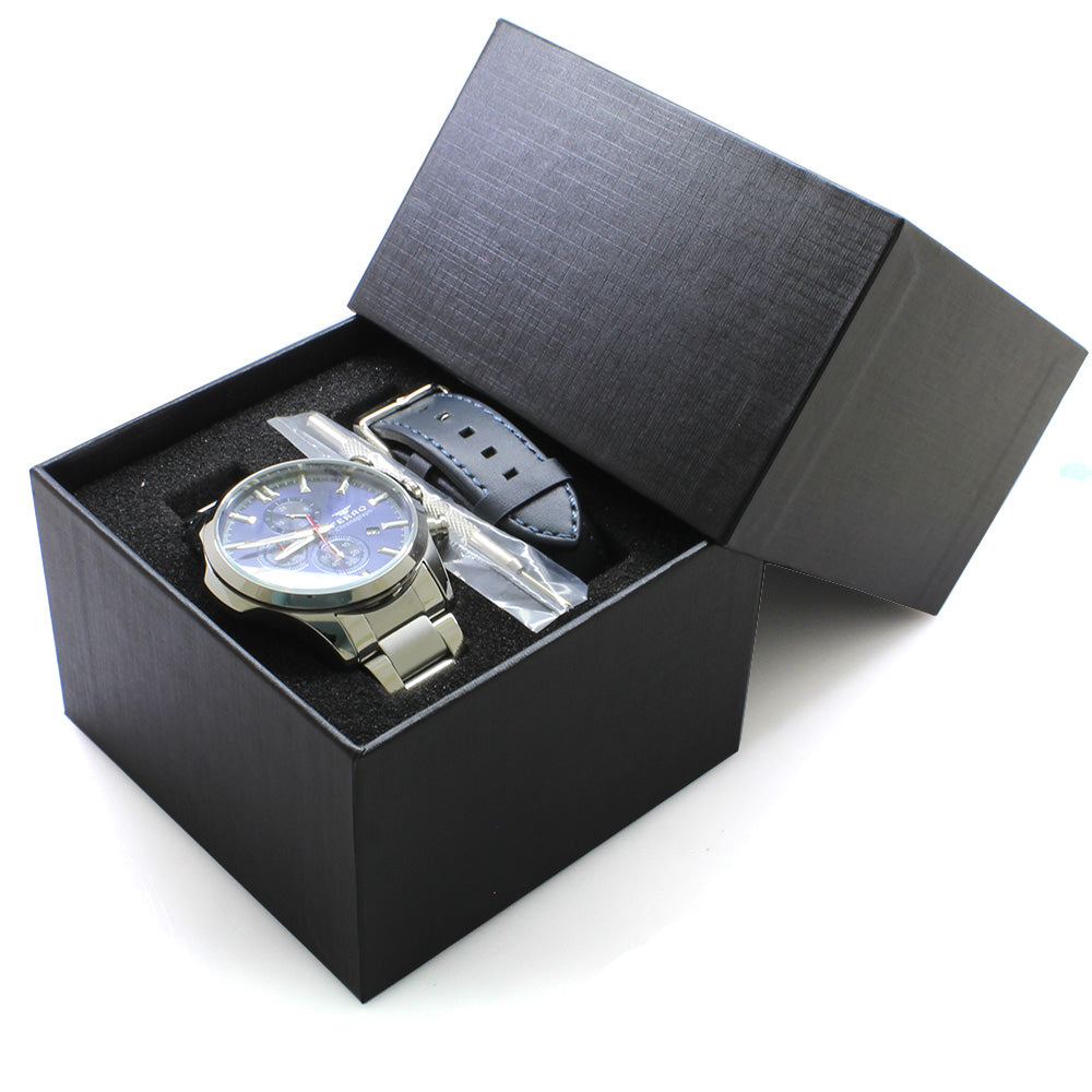 Ferro Silver & Navy Blue Men's Wristwatch with Interchangeable Strap
