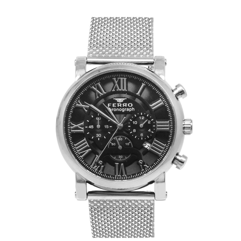 Ferro Silver Color Mesh Strap Men's Wristwatch