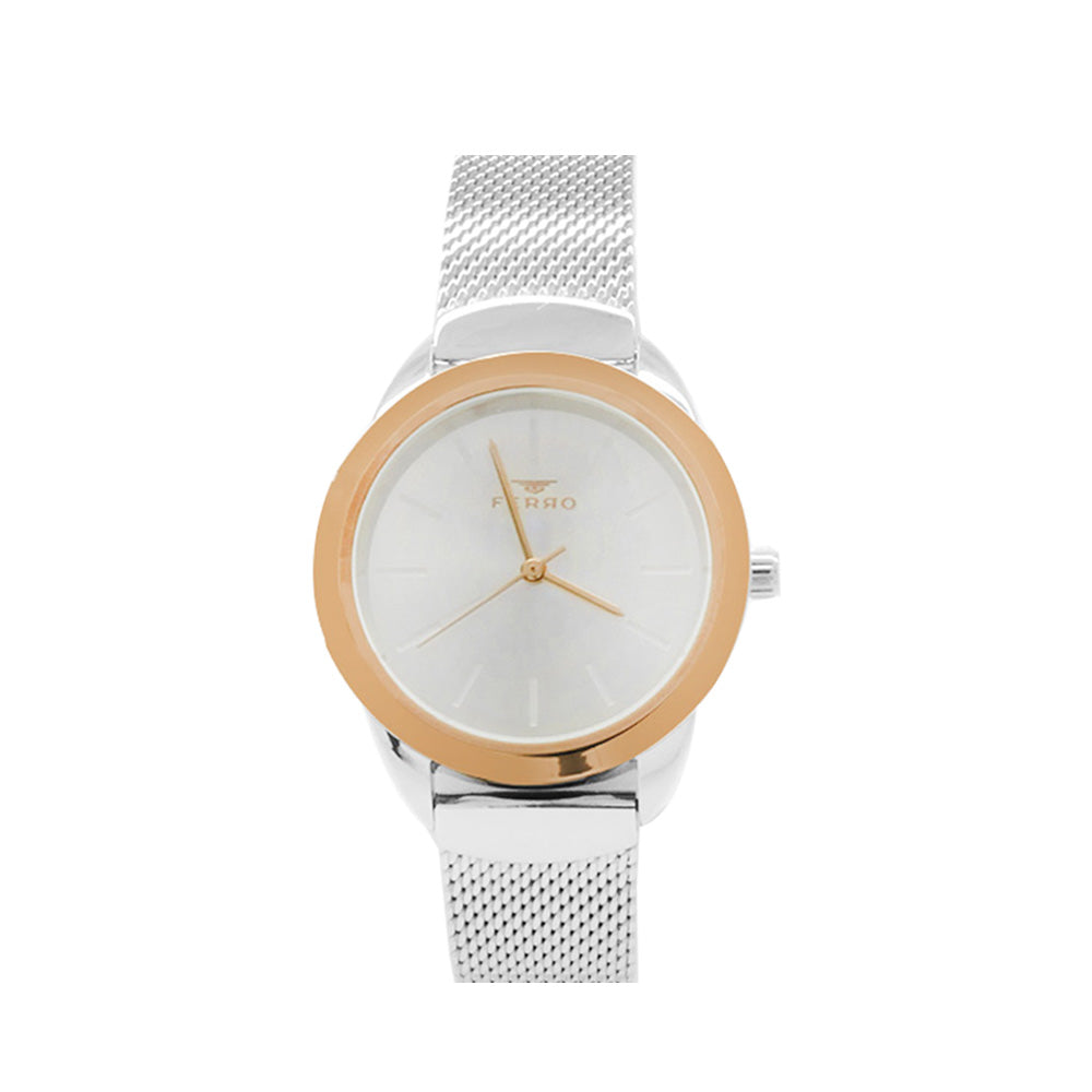 Ferro Silver Color Mesh Strap Women Wristwatch TH-F21073C-E