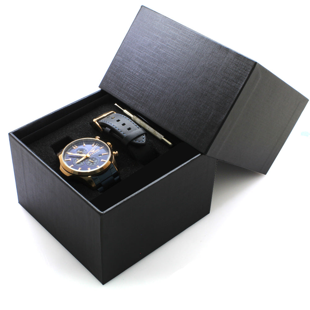 Ferro Navy Blue Color Changeable Strap Men's Wristwatch