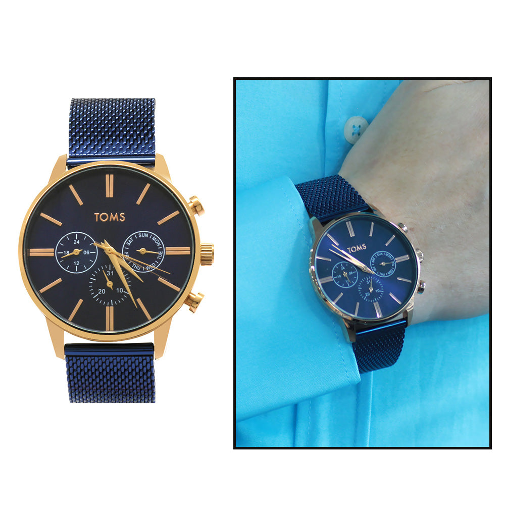 Toms Navy Blue Color Mesh Strap Men's Wristwatch
