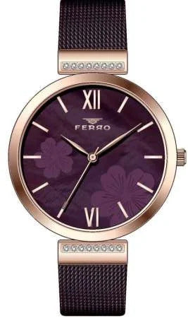 Ferro Navy Blue Mesh Strap Women's Wristwatch
