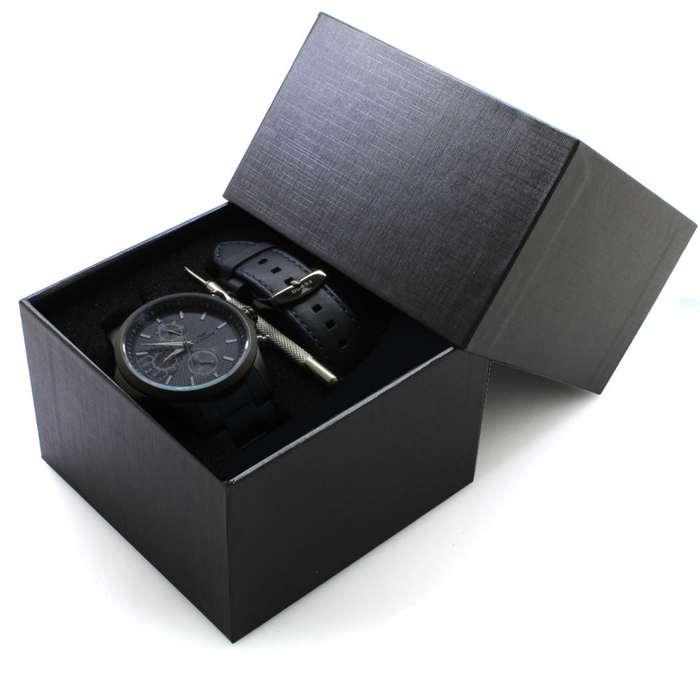 Ferro Matte Navy Blue Color Men's Wristwatch with Changeable Strap 