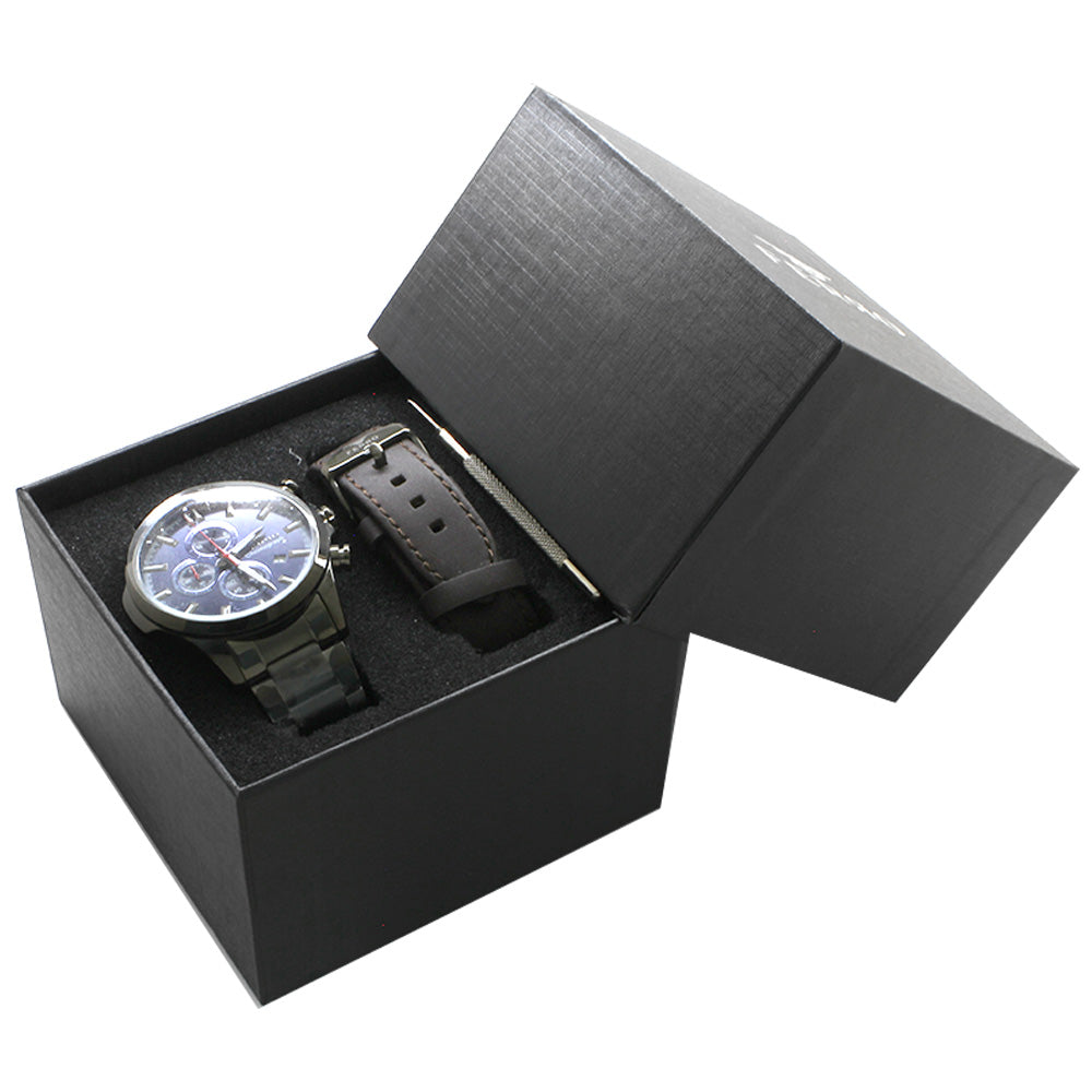 Ferro Black & Brown Color Men's Wristwatch with Interchangeable Strap