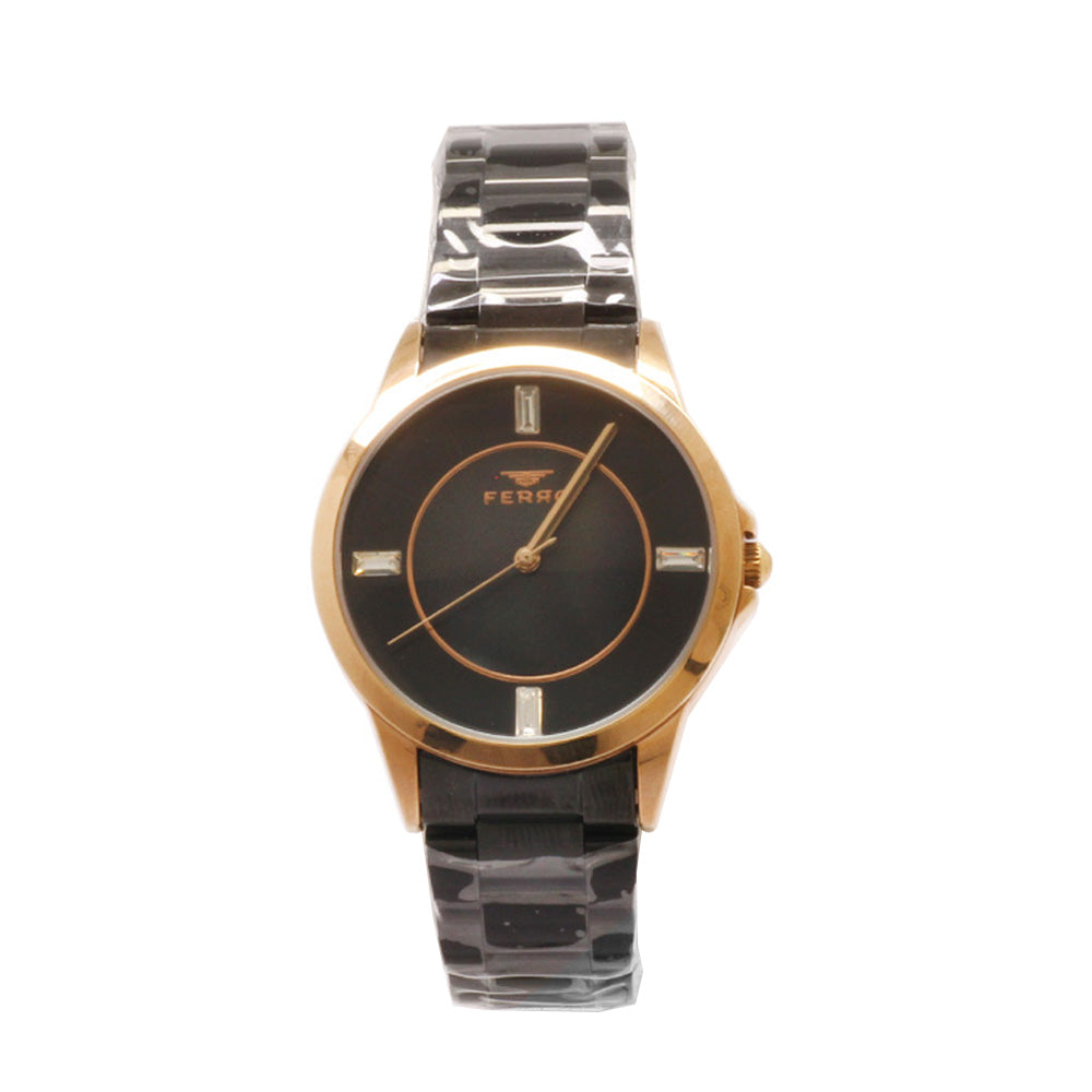 Ferro Black Color Steel Strap Women Wristwatch TH-F21091A-R