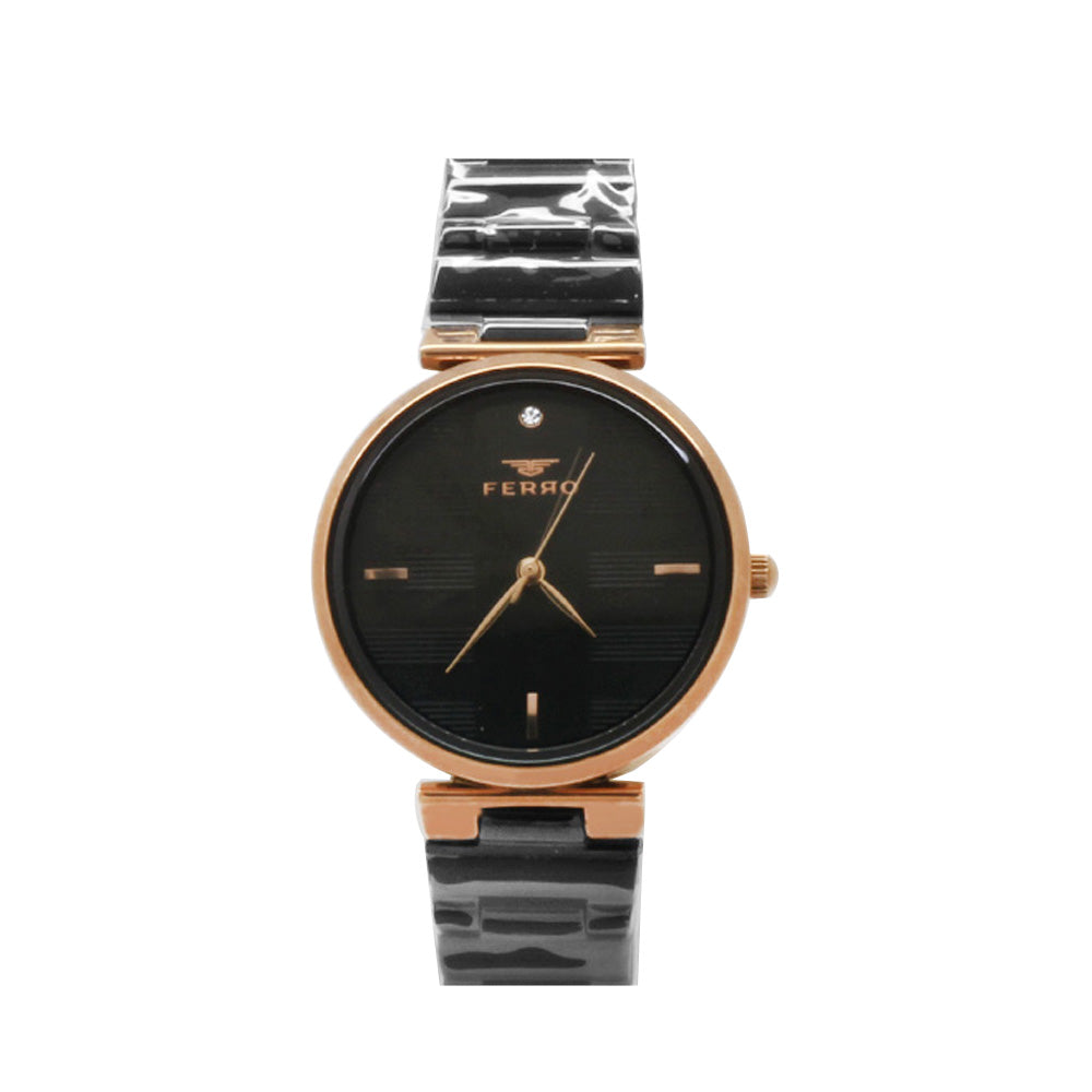 Ferro Black Color Mesh Strap Women Wristwatch TH-F21120A-R