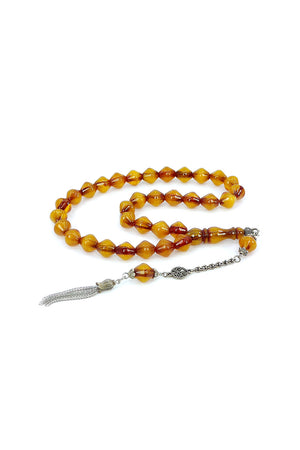 Ve Tesbih Barrel Model Pressed Amber Prayer Beads 1