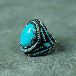 Turquoise 925 Sterling Silver Men's Ring with Turquoise Stone 2
