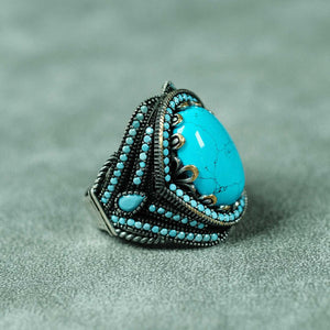 Turquoise 925 Sterling Silver Men's Ring with Turquoise Stone 3