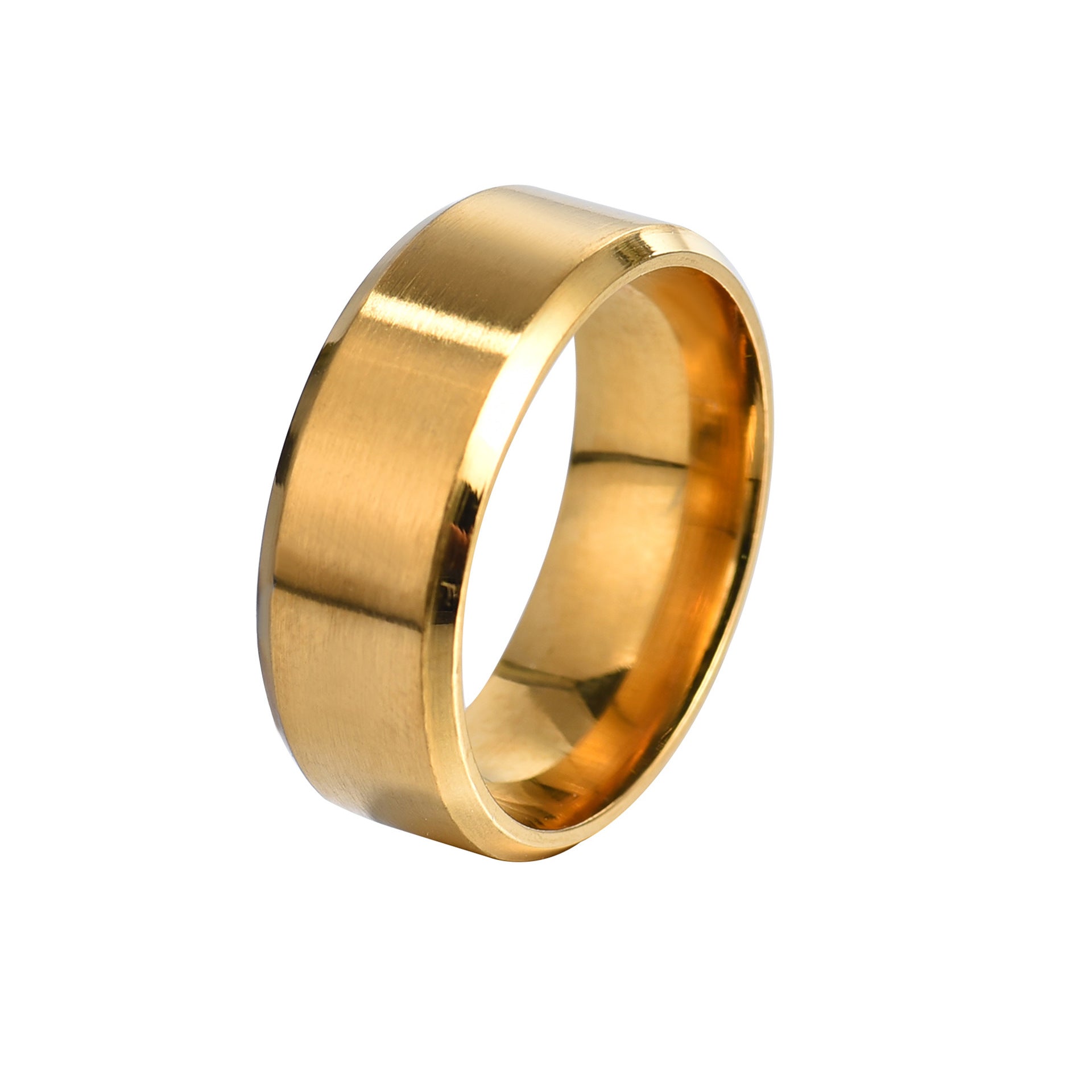 Gold Colored 316L Quality Steel Ring Wedding Ring (15 Size)