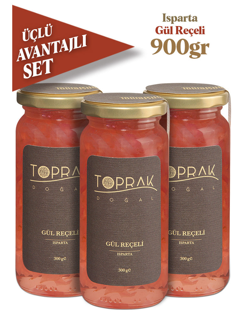 Toprak Doğal rose jam set of 3 900g 1