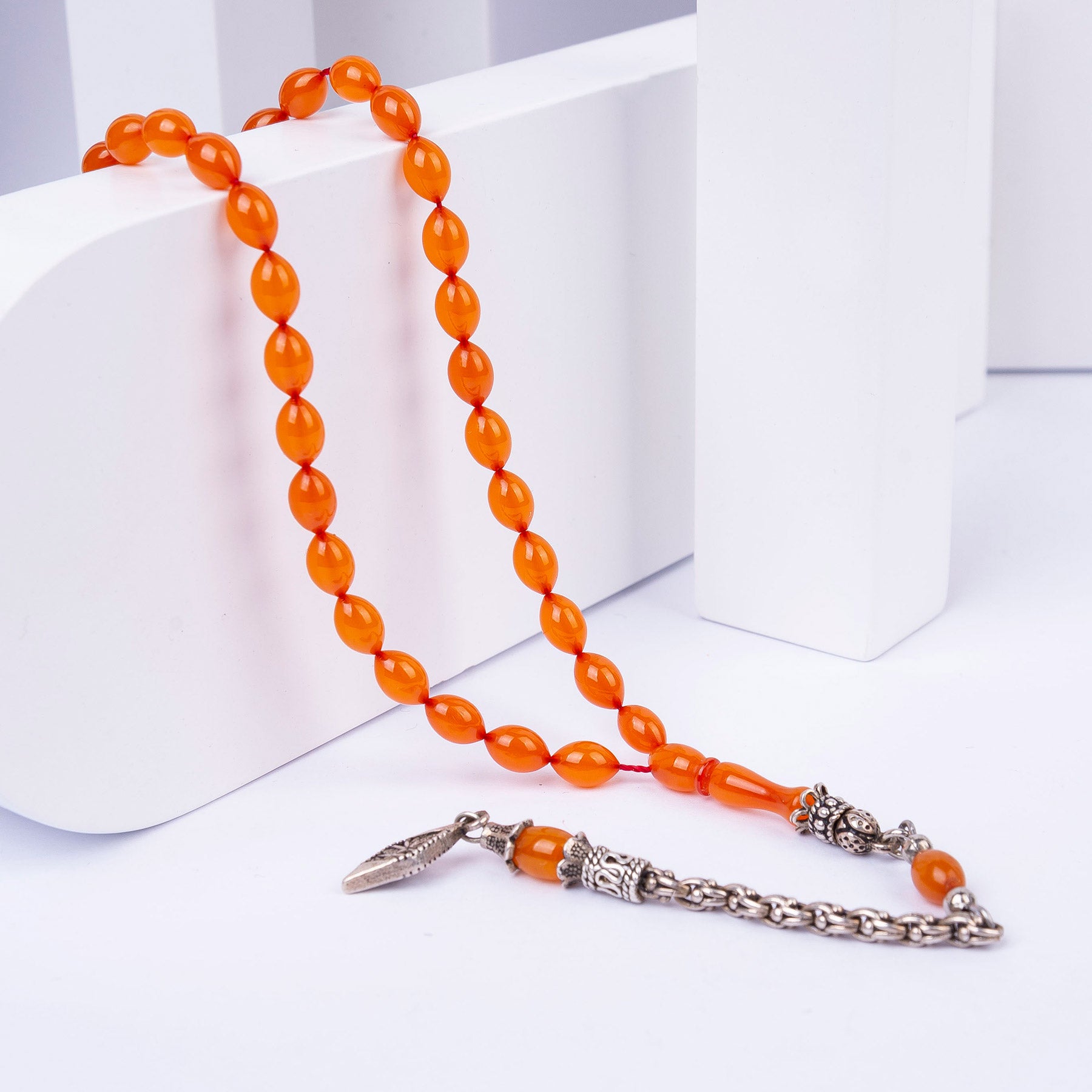 Ve Tesbih Handcrafted Design Rosary with Silver Tassels 1
