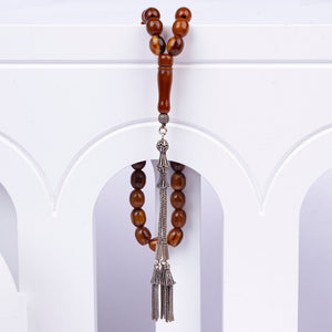 Solid Cut Czechoslovak Katalin Rosary with Silver Tassels 3