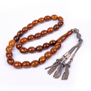 Solid Cut Czechoslovak Katalin Rosary with Silver Tassels 4