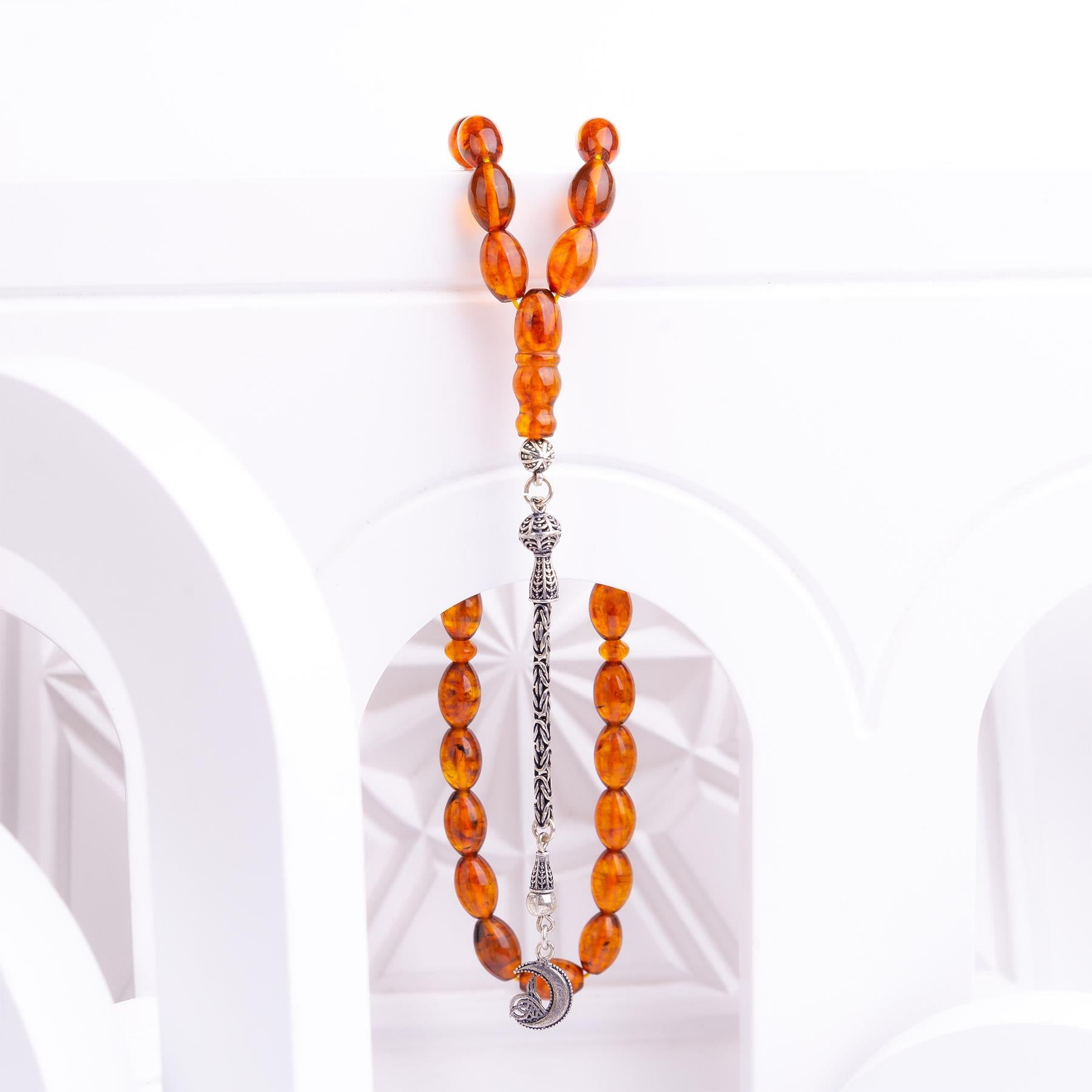 Ve Tesbih Amber Rosary with Silver Tassels 2