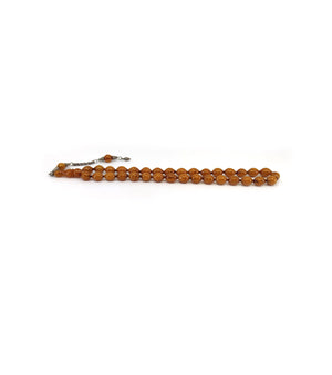 Ve Tesbih Solid Cut Crimped Amber Rosary with Silver Tassels 