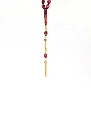 White Model Fire Amber Rosary with Yellow Silver Tassels 2