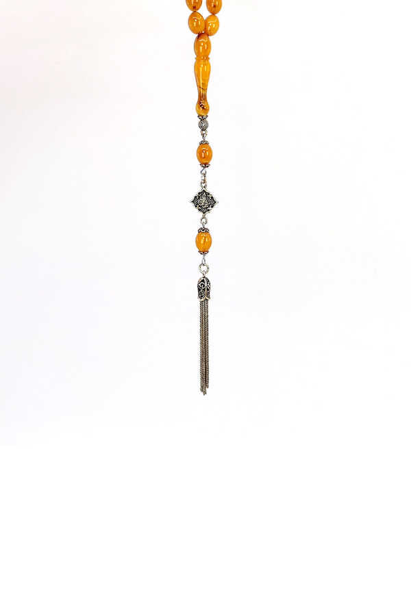 Ve Tesbih Solid Amber Rosary with Silver Tassels 2