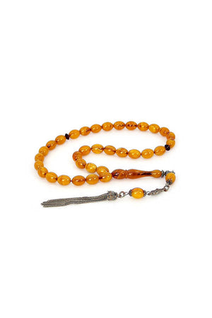 Ve Tesbih Solid Amber Rosary with Silver Tassels 1