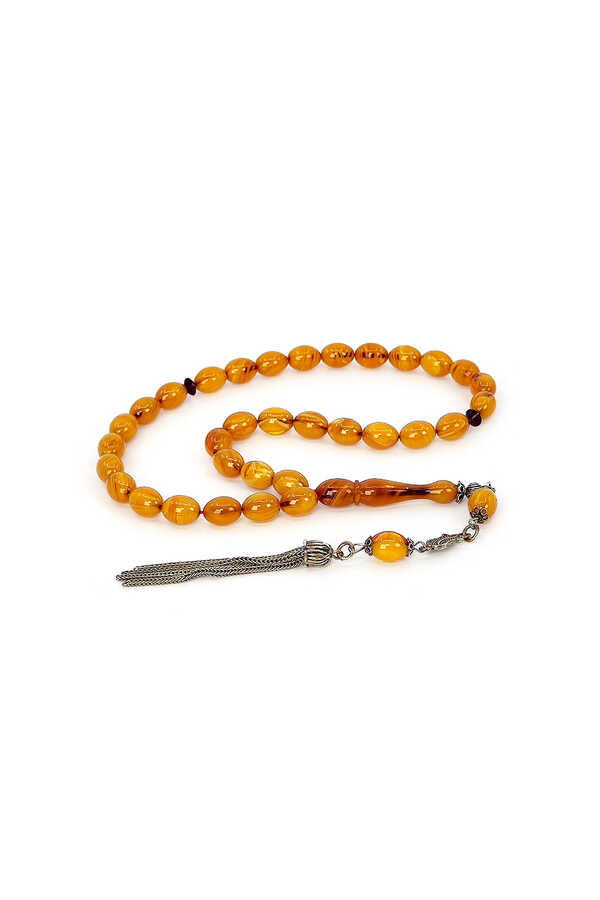 Ve Tesbih Solid Amber Rosary with Silver Tassels 1