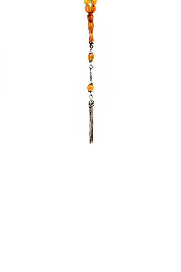 Ve Tesbih Solid Amber Rosary with Silver Tassels 2