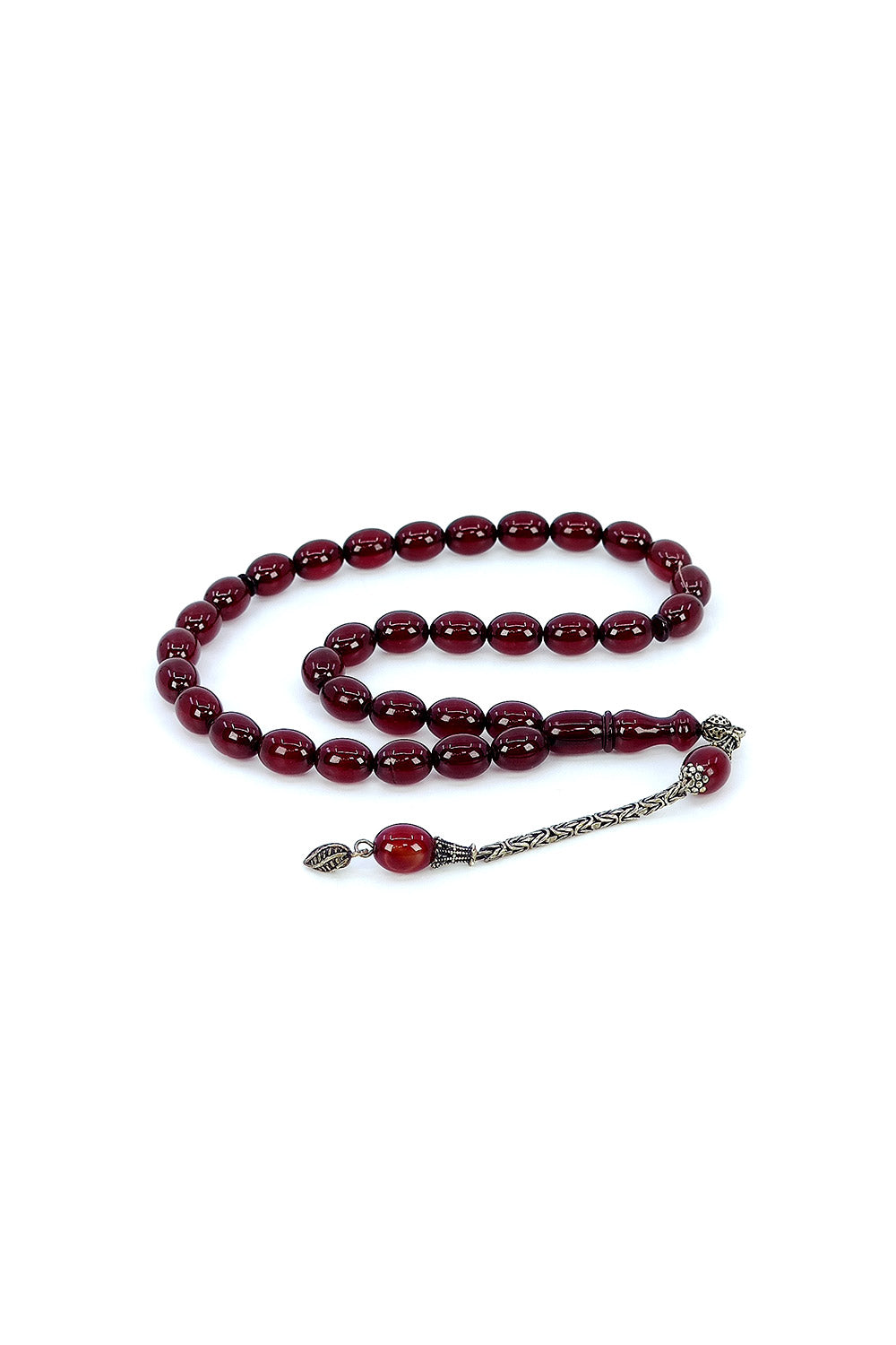 Ve Tesbih Solid Amber Prayer Beads with Silver Tassels 2