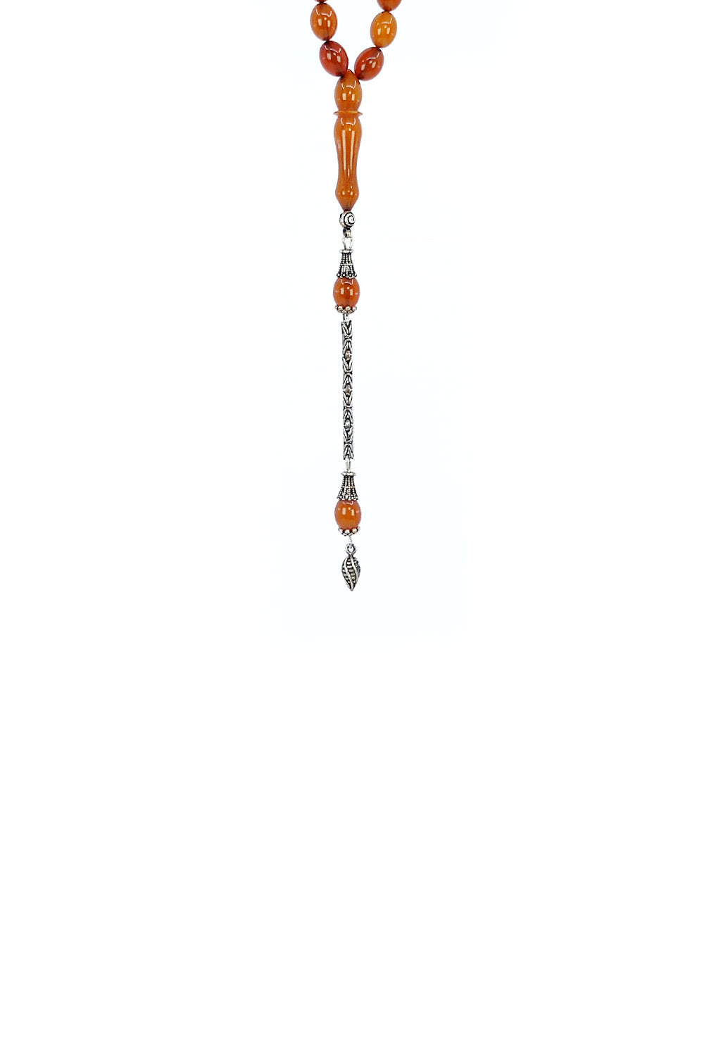 Ve Tesbih Solid Amber Prayer Beads with Silver Tassels 3