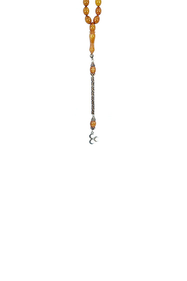 Ve Tesbih Solid Amber Prayer Beads with Silver Tassels 2