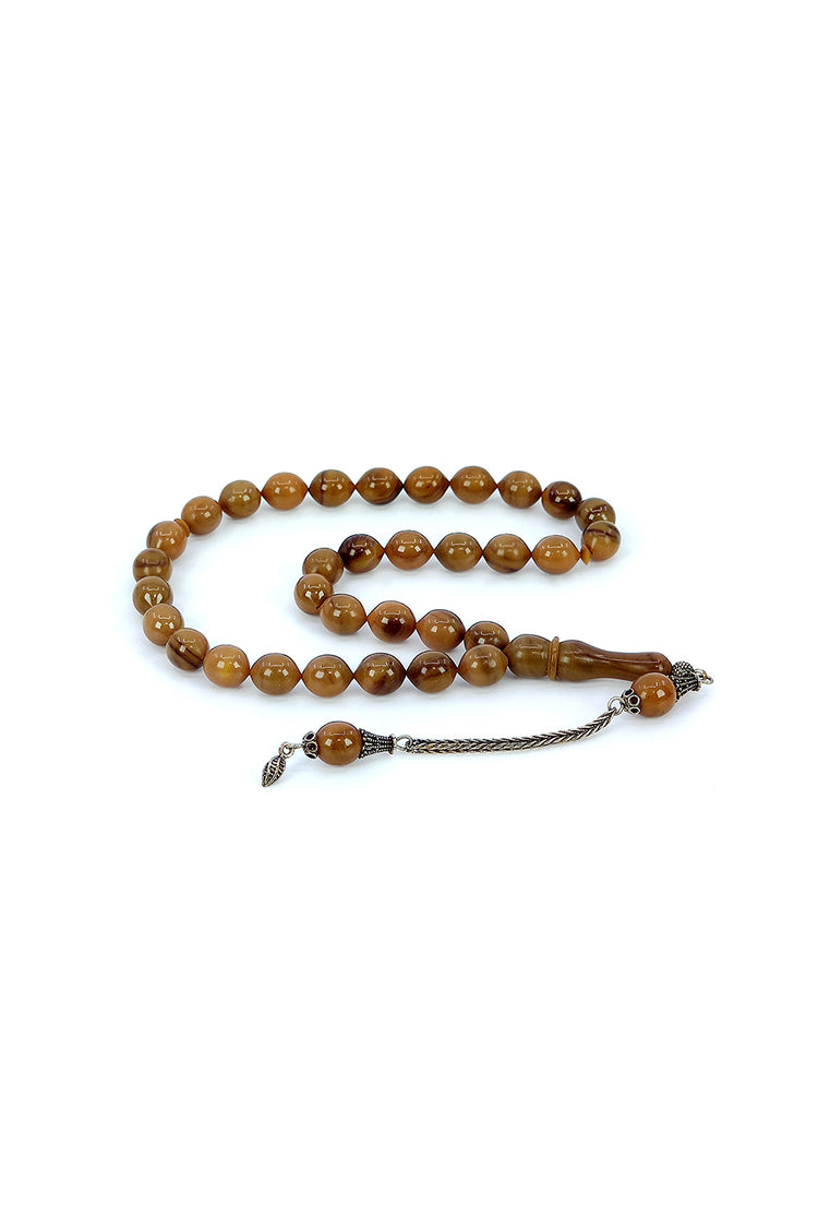 Ve Tesbih Solid Amber Prayer Beads with Silver Tassels 1