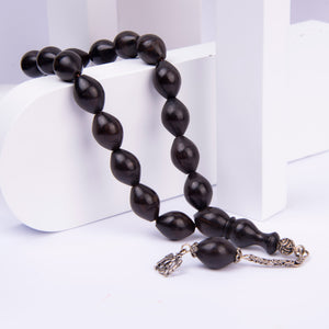 Ve Tesbih Ebony Wood Prayer Beads with Silver Tassels  1
