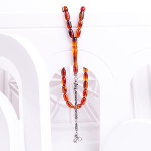Ve Tesbih Fire Amber Rosary with Silver Tassels 2
