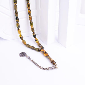 Ve Tesbih Fire Amber Rosary with Silver Tassels 3