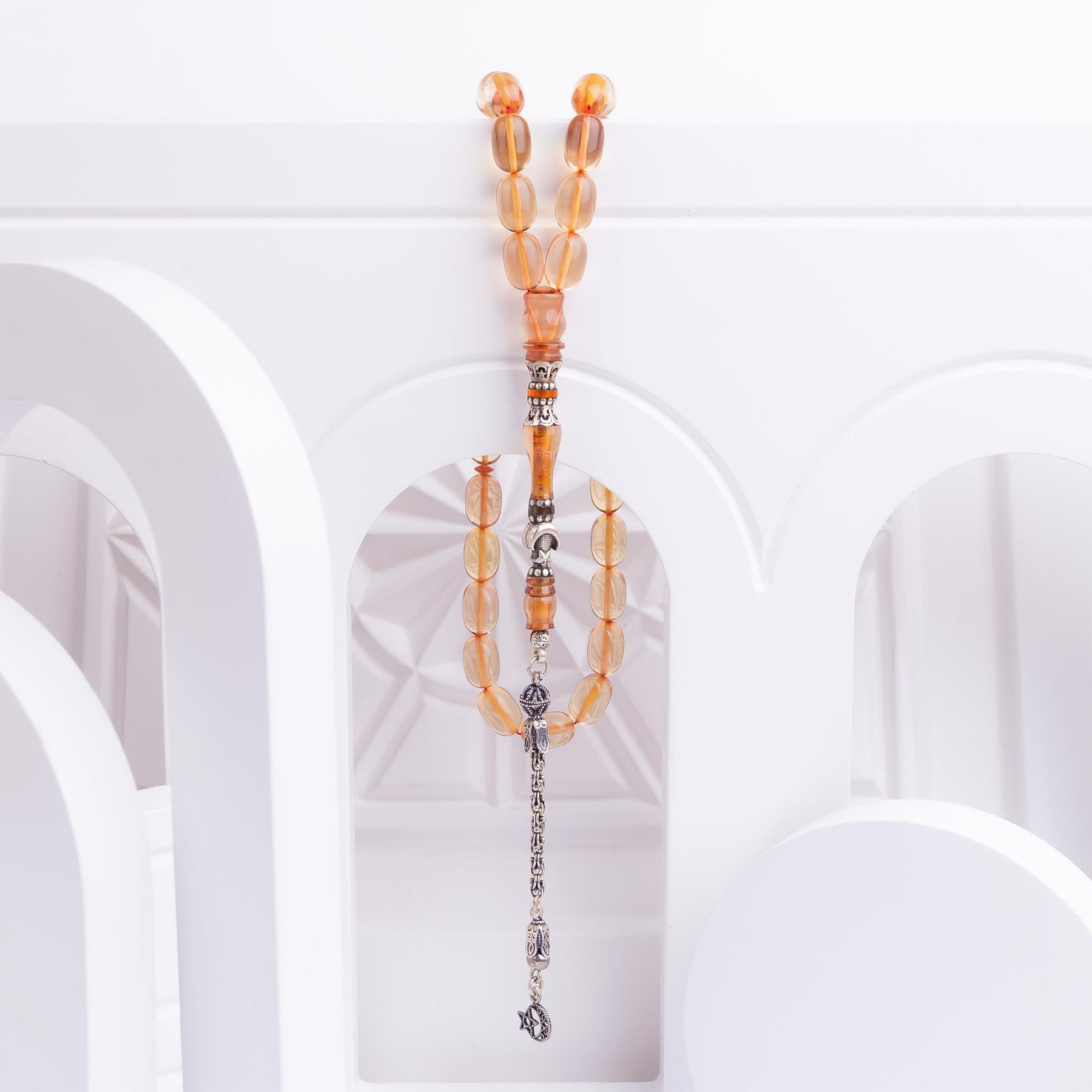 Ve Tesbih Amber Rosary with Silver Tassels