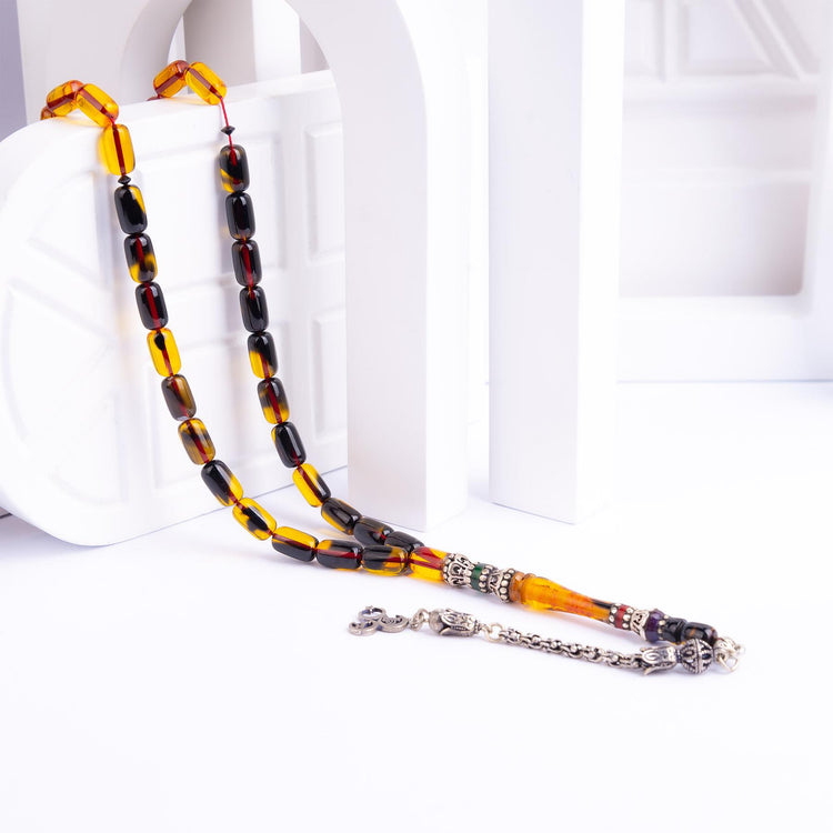 Nakkaş Imame Silver Tasseled Special Design Fire Amber Rosary 2