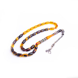 Nakkaş Imame Silver Tasseled Special Design Fire Amber Rosary 4