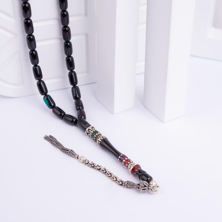 Nakkaş Imame Silver Tasseled Special Design Fire Amber Rosary 3