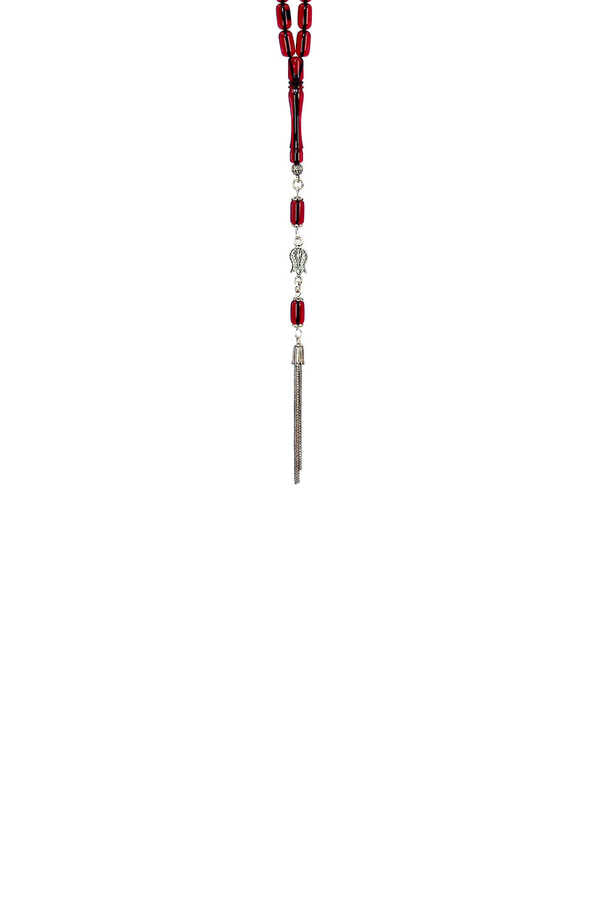 Ve Tesbih Silver Tasseled Capsule Model Fire Amber Rosary 2