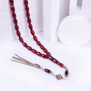 Silver Tasseled Capsule Model Crimped Amber Prayer Beads  3