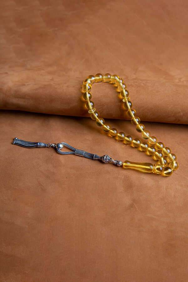 Certified Original Drop Amber Rosary with Silver Tassel