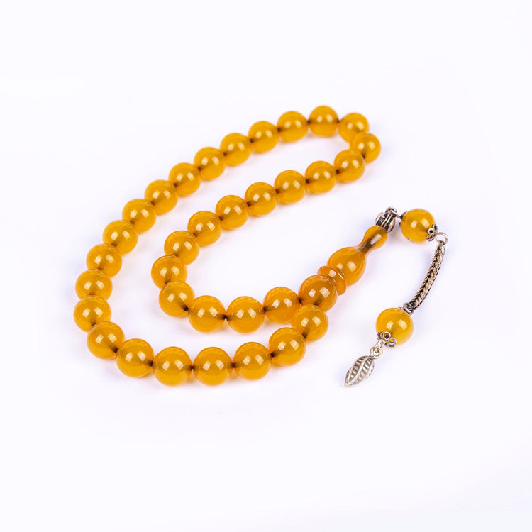 Silver Tasseled Globe Model Crimped Amber Prayer Beads 3