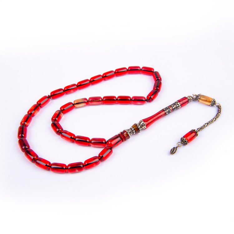 Ve Tesbih Embroidered Capsule Model Fire Amber Rosary 4