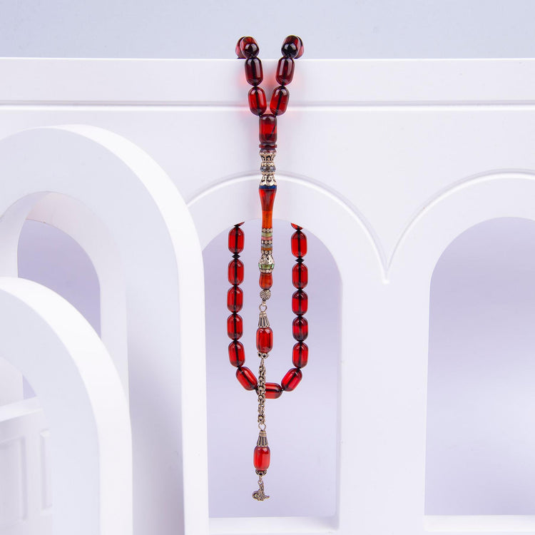 Ve Tesbih Embroidered Capsule Model Fire Amber Rosary 1