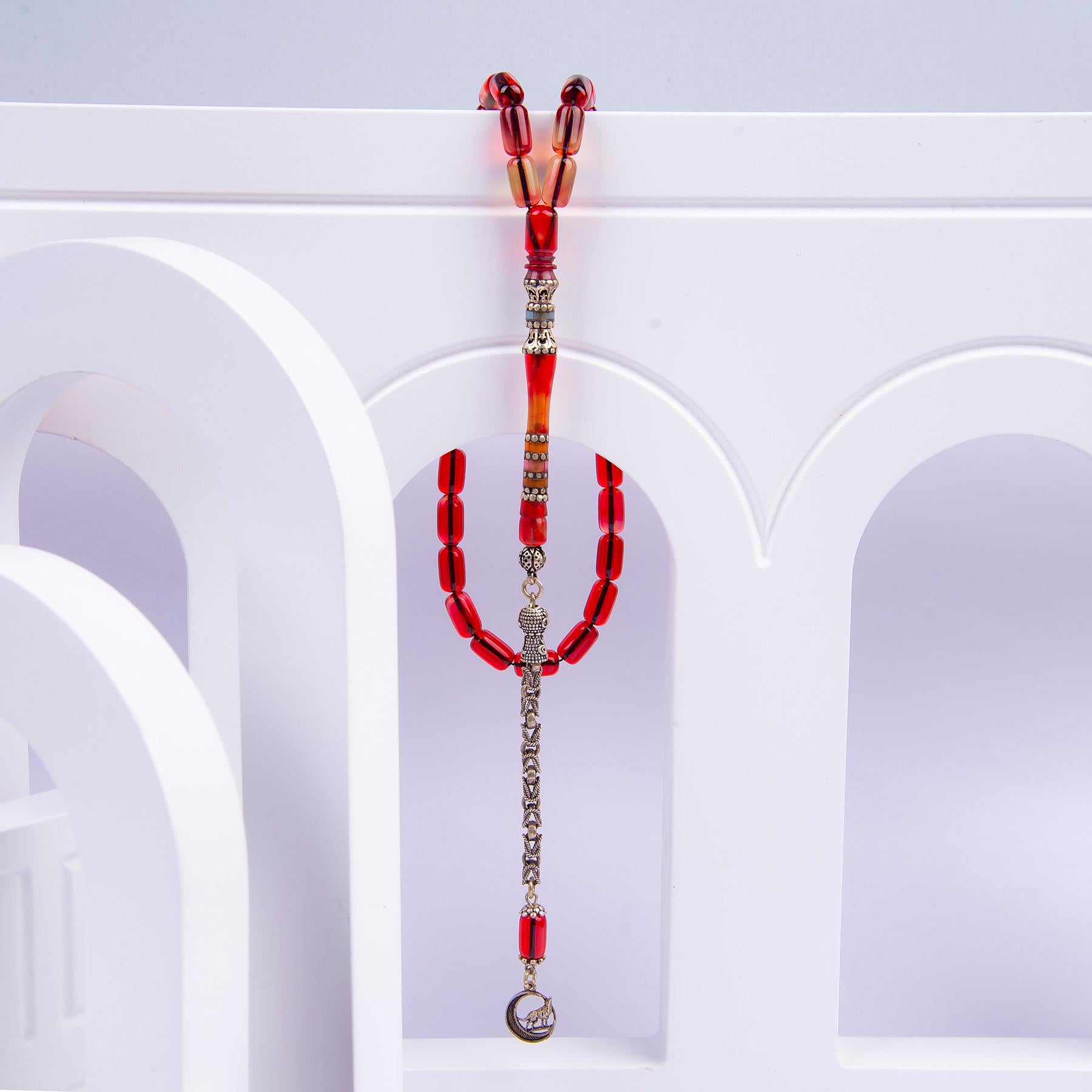 Ve Tesbih Embroidered Capsule Model Fire Amber Rosary 1