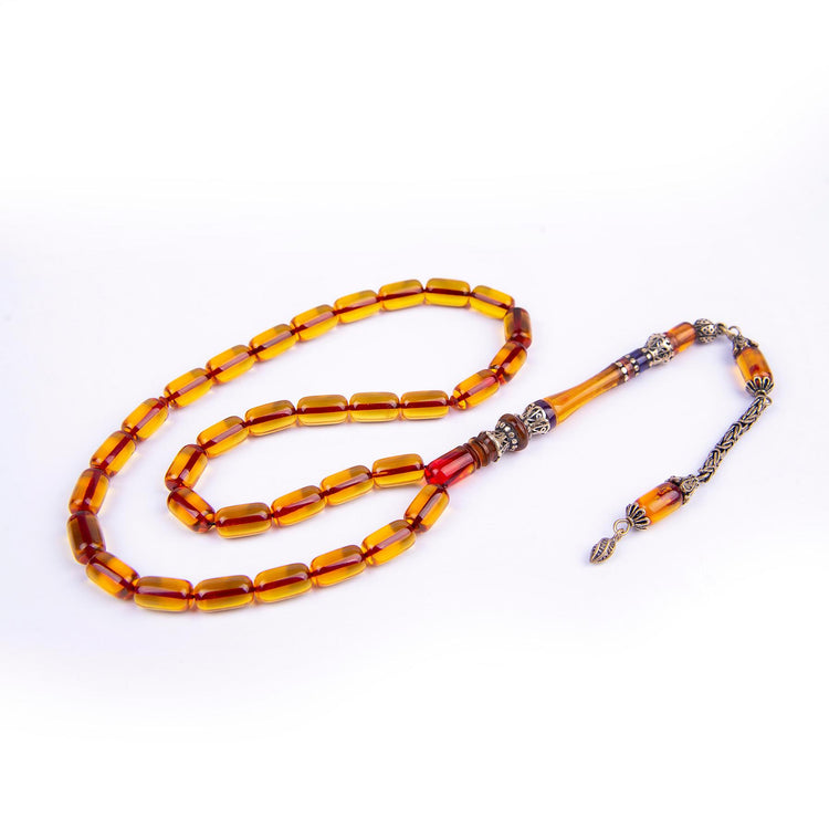 Ve Tesbih Embroidered Capsule Model Fire Amber Rosary 4