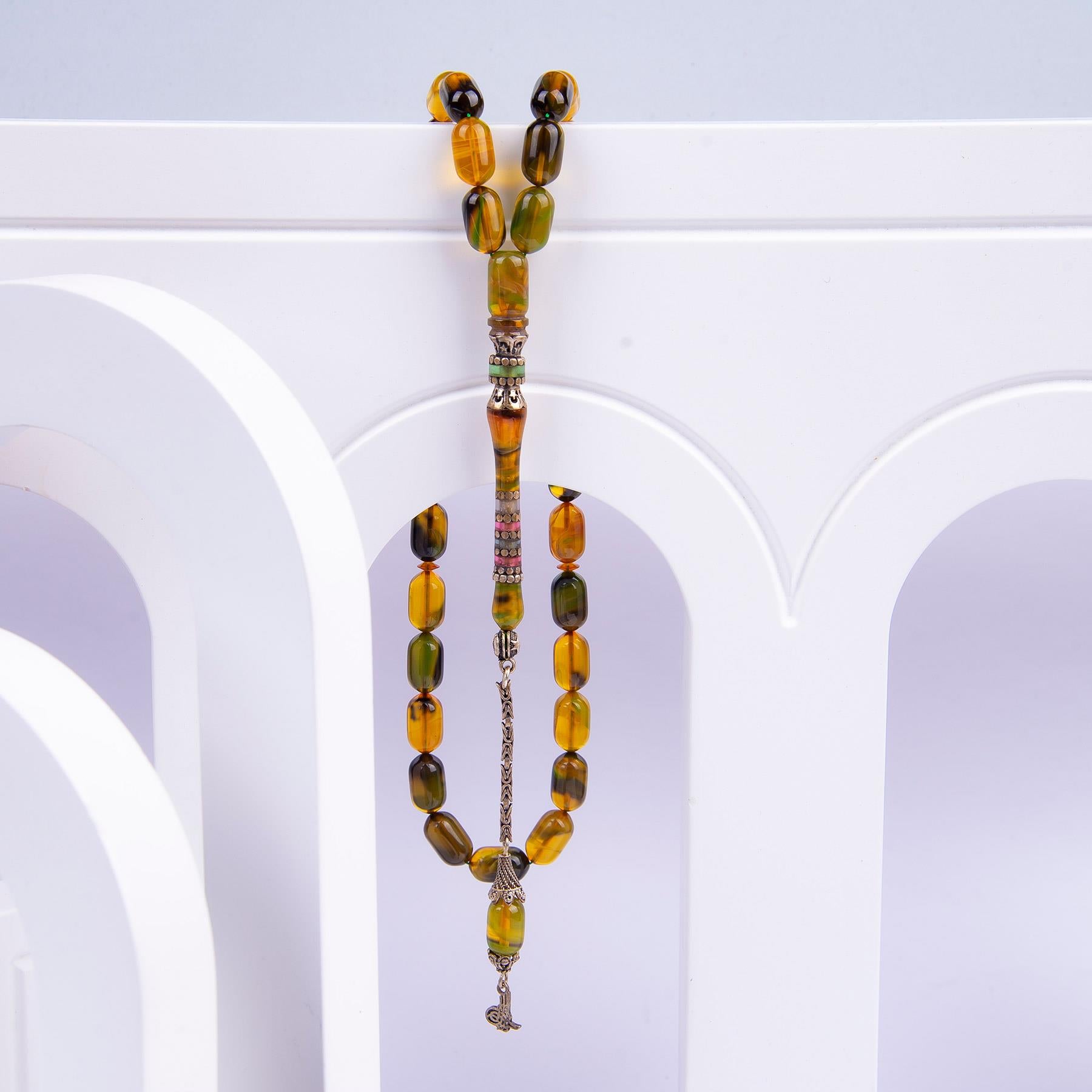 Ve Tesbih Embroidered Capsule Model Fire Amber Rosary 2