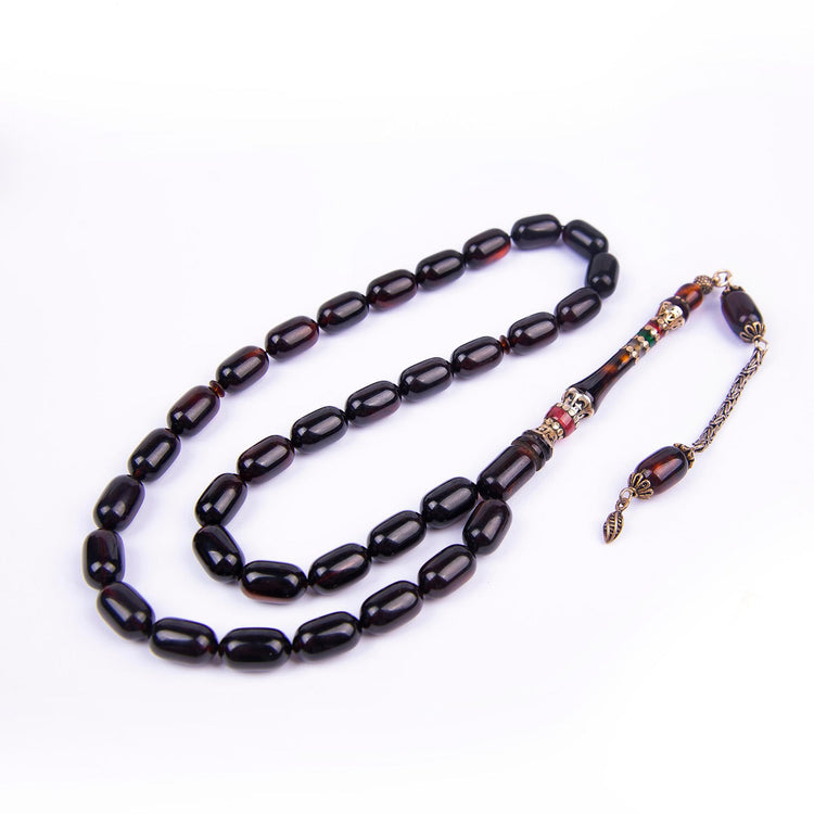 Embroidered Capsule Model Pressed Amber Prayer Beads 3